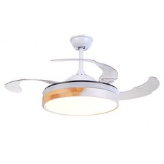 Quạt trần đèn thu cánh màu trắng 4 cánh 107cm 45w DC VLQTTC-248