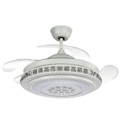 Quạt trần đèn thu cánh màu trắng 4 cánh 107cm 45w DC 129 VLQTTC-223