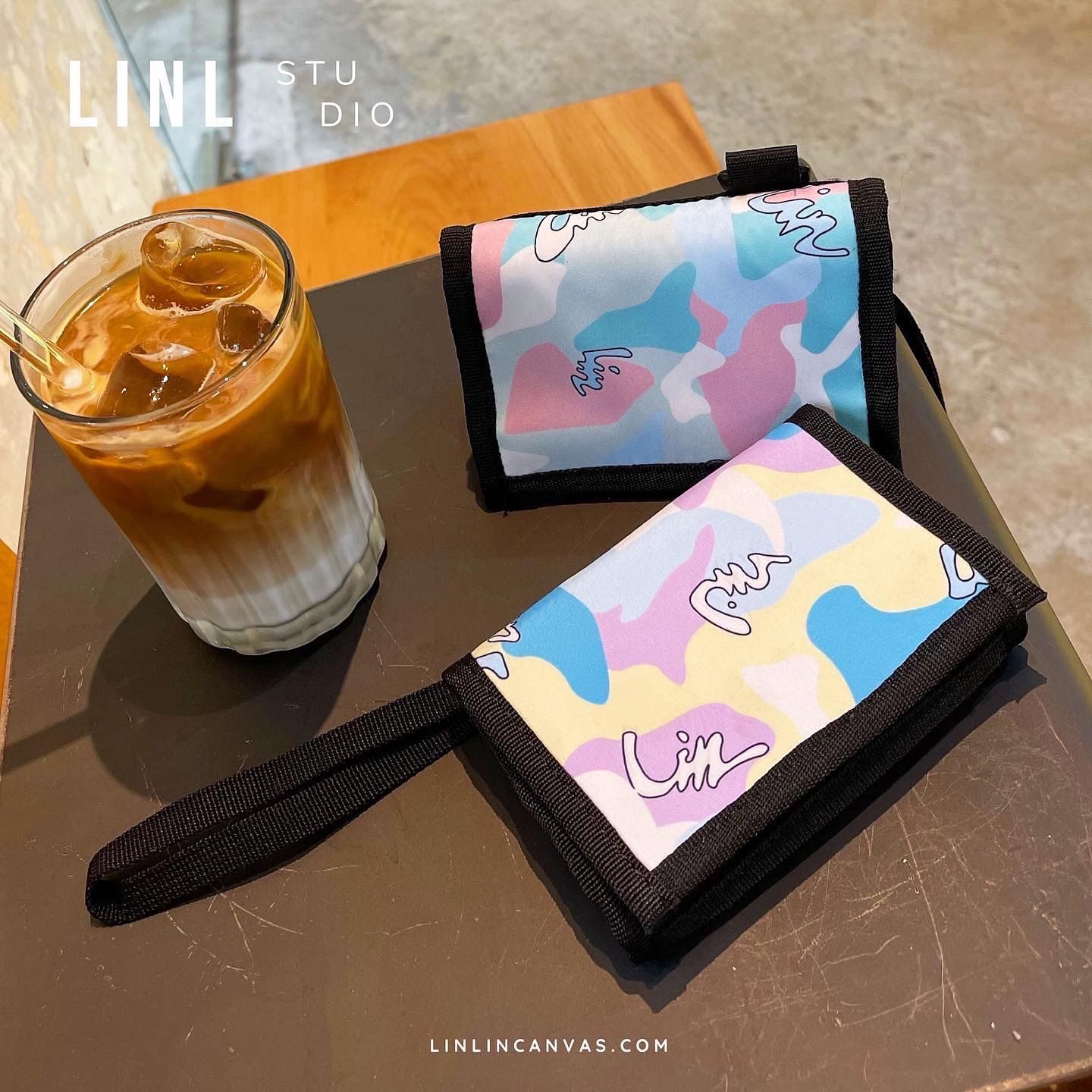 MONI WALLET - Camo hồng xanh