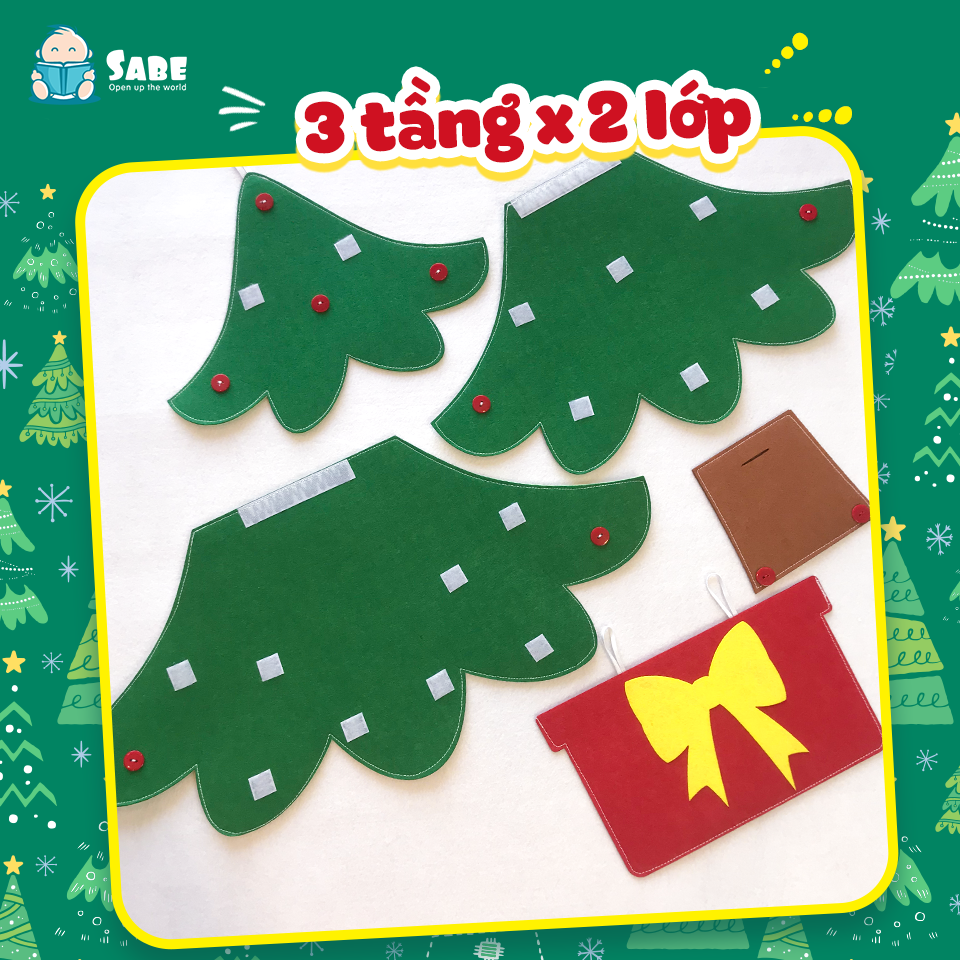 Cây thông vải dạ 3 tầng x 2 lớp