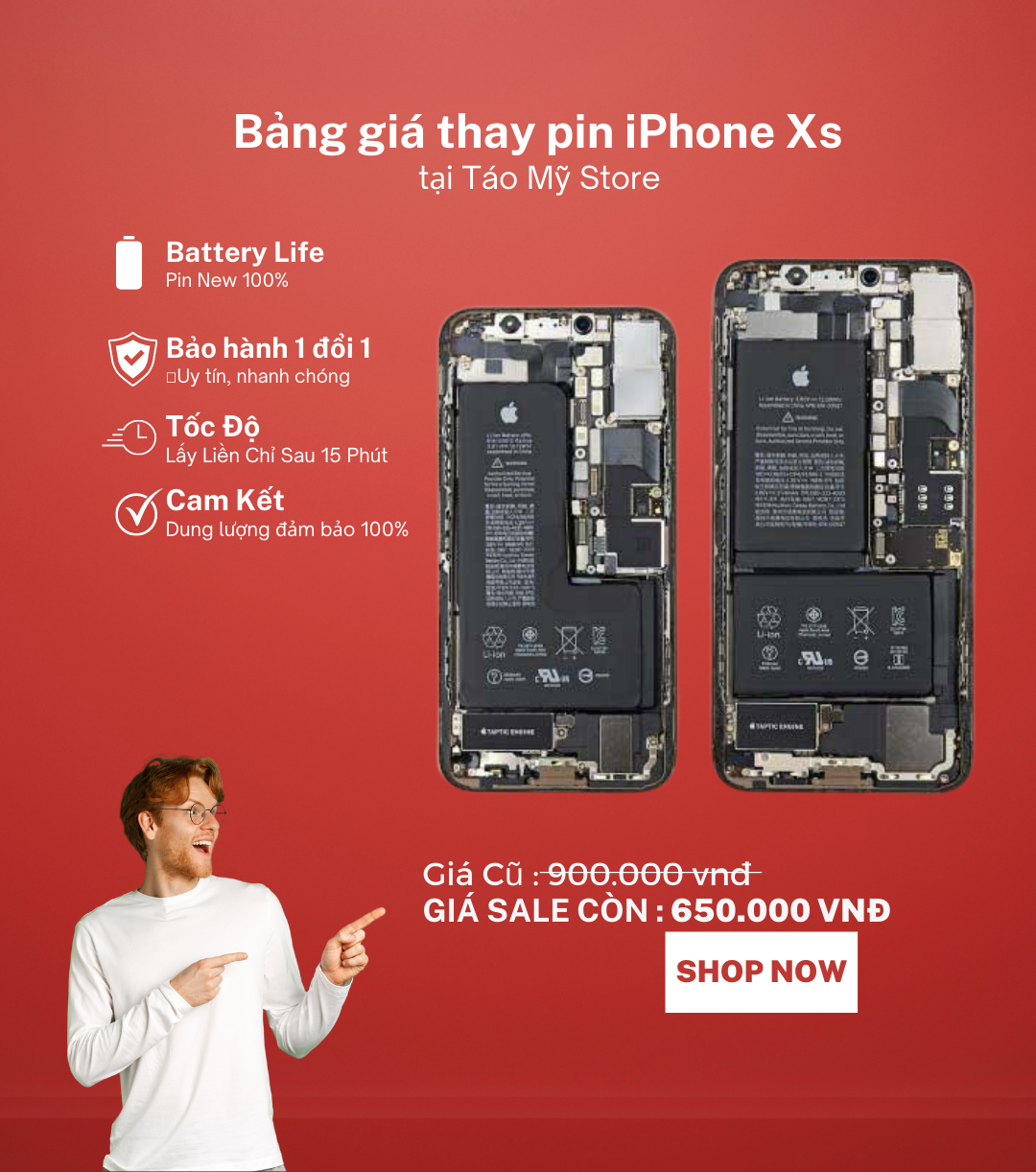 Thay pin iPhone Xs chính hãng