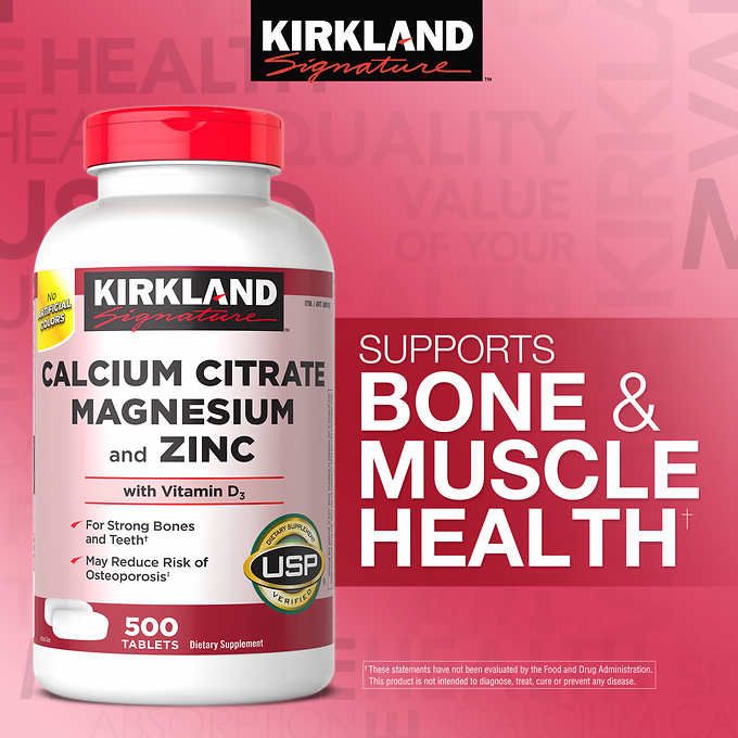Viên Bổ Sung Calcium Citrate Magnesium And Zinc - Kirkland_500 Viên