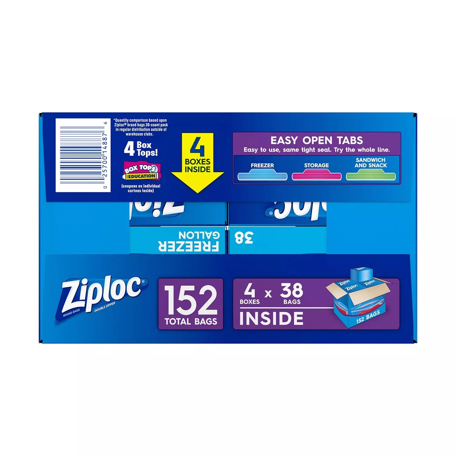 Túi Ziploc Đa Năng 2 Dây Kéo Size Lớn 152 Cái, 38 Cái * 4 Hộp Nhỏ