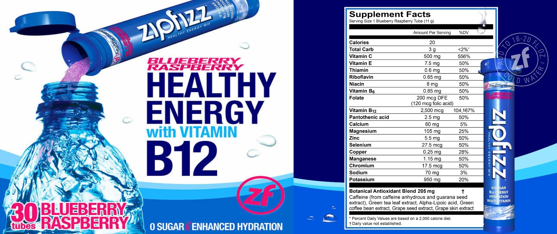  Bột Bổ Sung Năng Lượng Vitamin Zipfizz Healthy Energy Drink Mix B12 Hộp 30 Ống-11g/Ống 