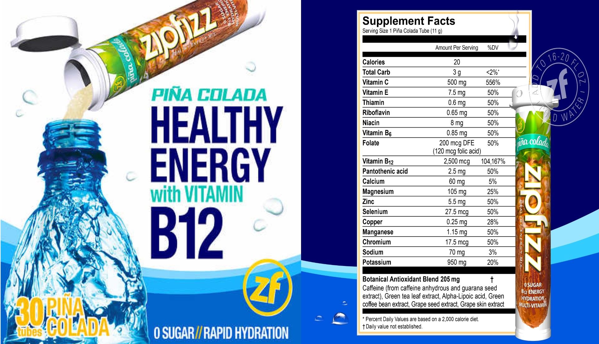  Bột Bổ Sung Năng Lượng Vitamin Zipfizz Healthy Energy Drink Mix B12 Hộp 30 Ống-11g/Ống 