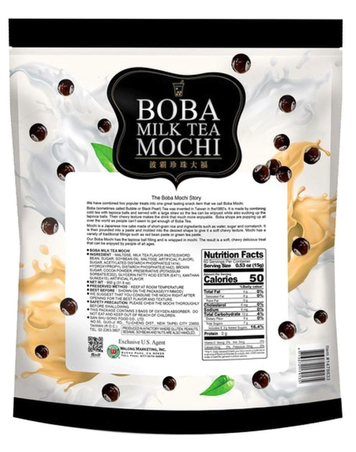  Bánh Mochi Trà Sữa Trân Châu Boba MilkTea Mochi 60 bánh 900g_Mỹ 