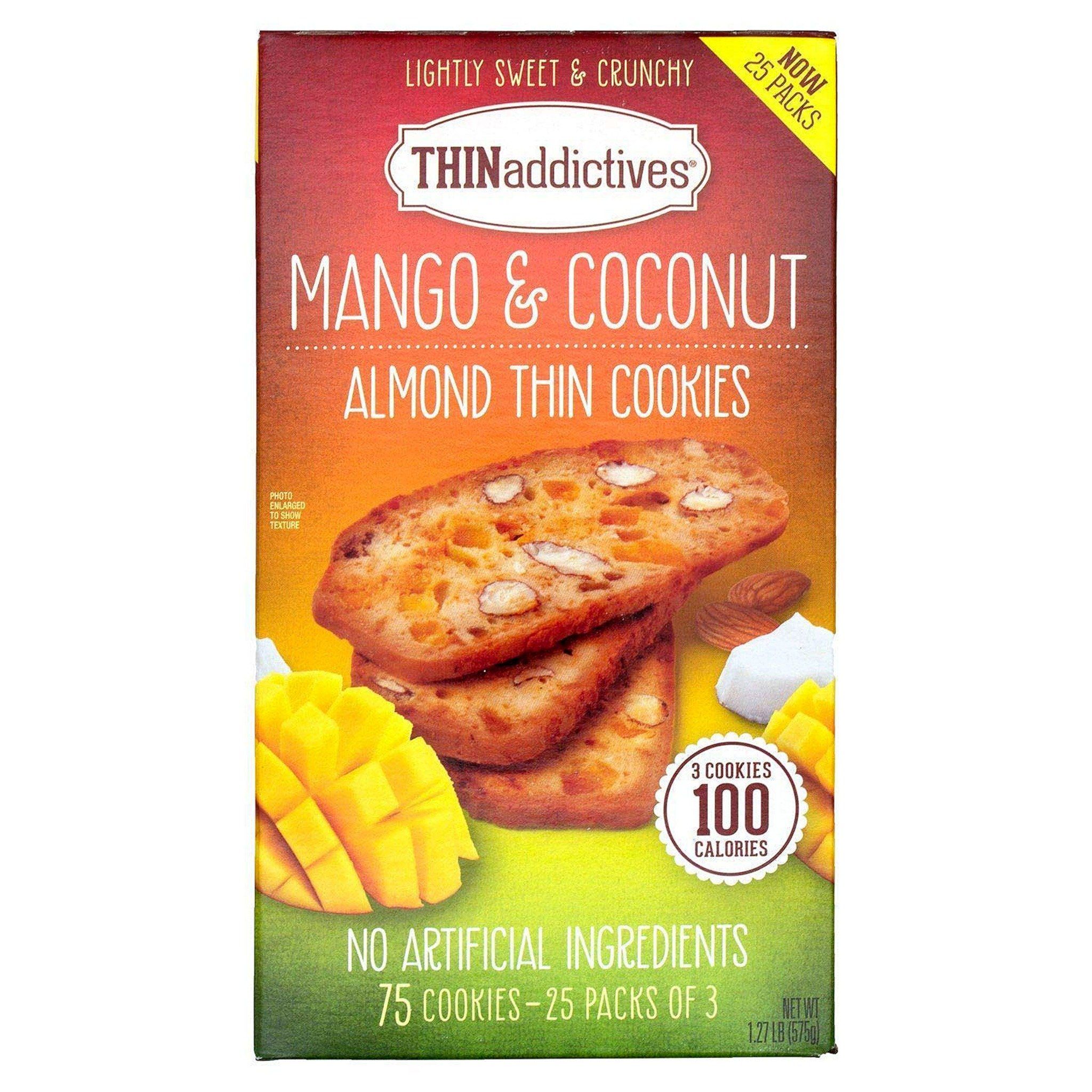 Bánh Quy Sấy Hạnh Nhân, Xoài Và Dừa THINaddictives Mango & Coconut Almond Thin Cookies Hộp 75 Miếng trong 25 Gói 3_575g