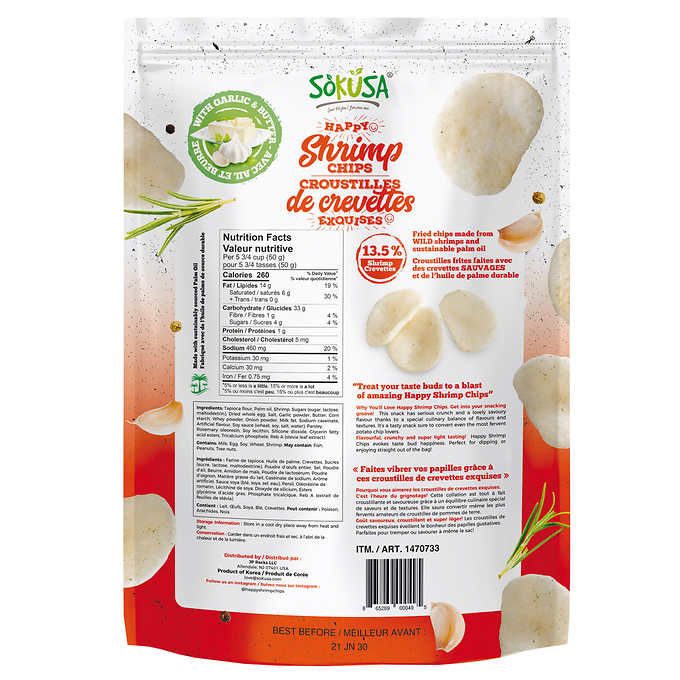 Bánh Snack Tôm Phô Mai Tỏi Happy Sokusa 454g_Mỹ