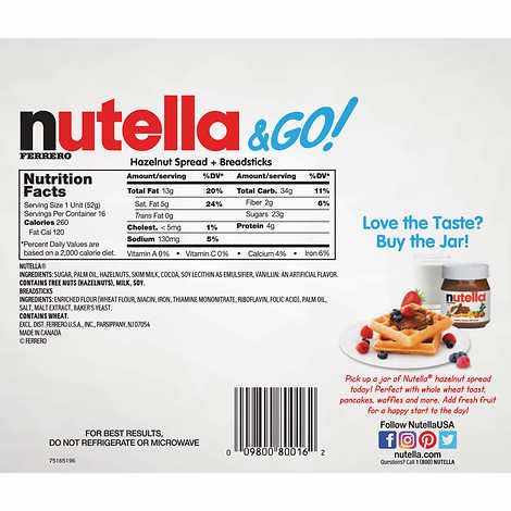 Bánh Que Chấm Nutella and Go (16 gói x 52 gr/gói) 832g