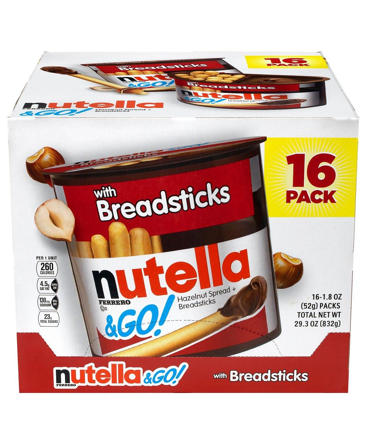 Bánh Que Chấm Nutella and Go (16 gói x 52 gr/gói) 832g