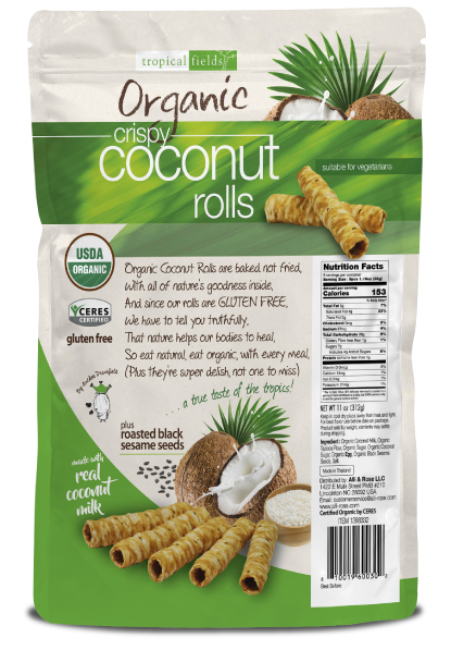  Bánh Ống Dừa Tropical Fields Organic Crispy Coconut Rolls 312g_Mỹ 