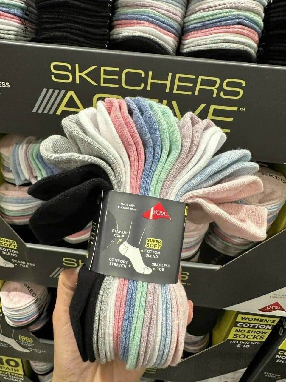 Set 10 đôi vớ/tất Skechers Active Cotton No Show cổ thấp