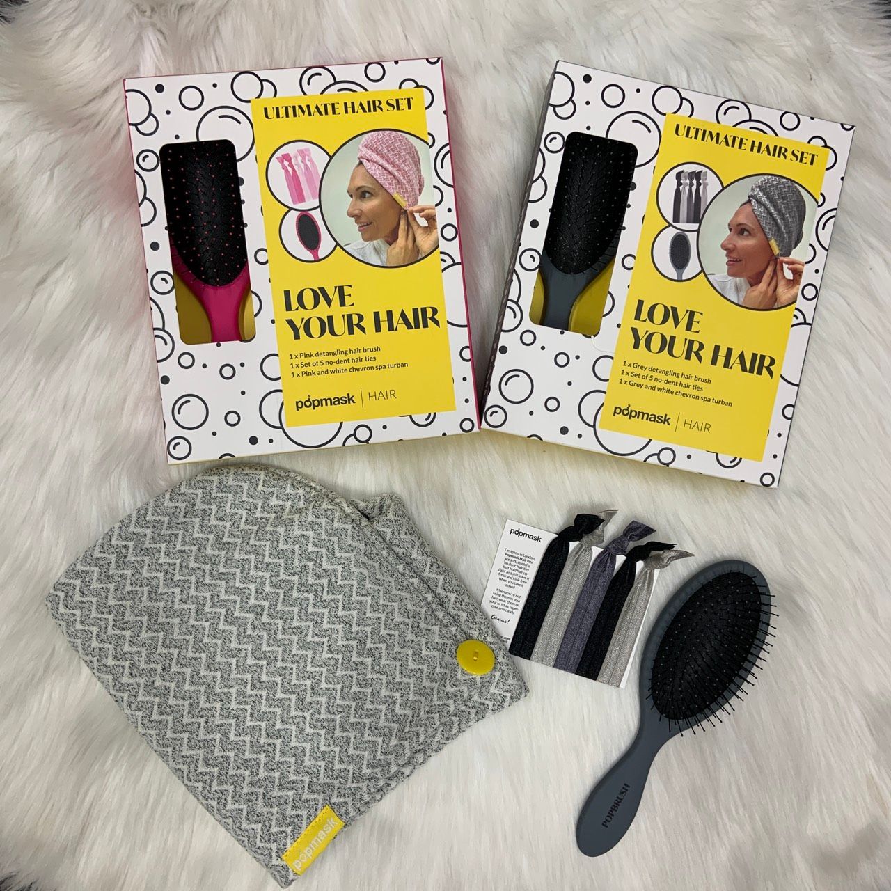 Set Lược Gỡ Rối, Dây Buộc Tóc Và Khăn Quấn Tóc Ultimate Hair