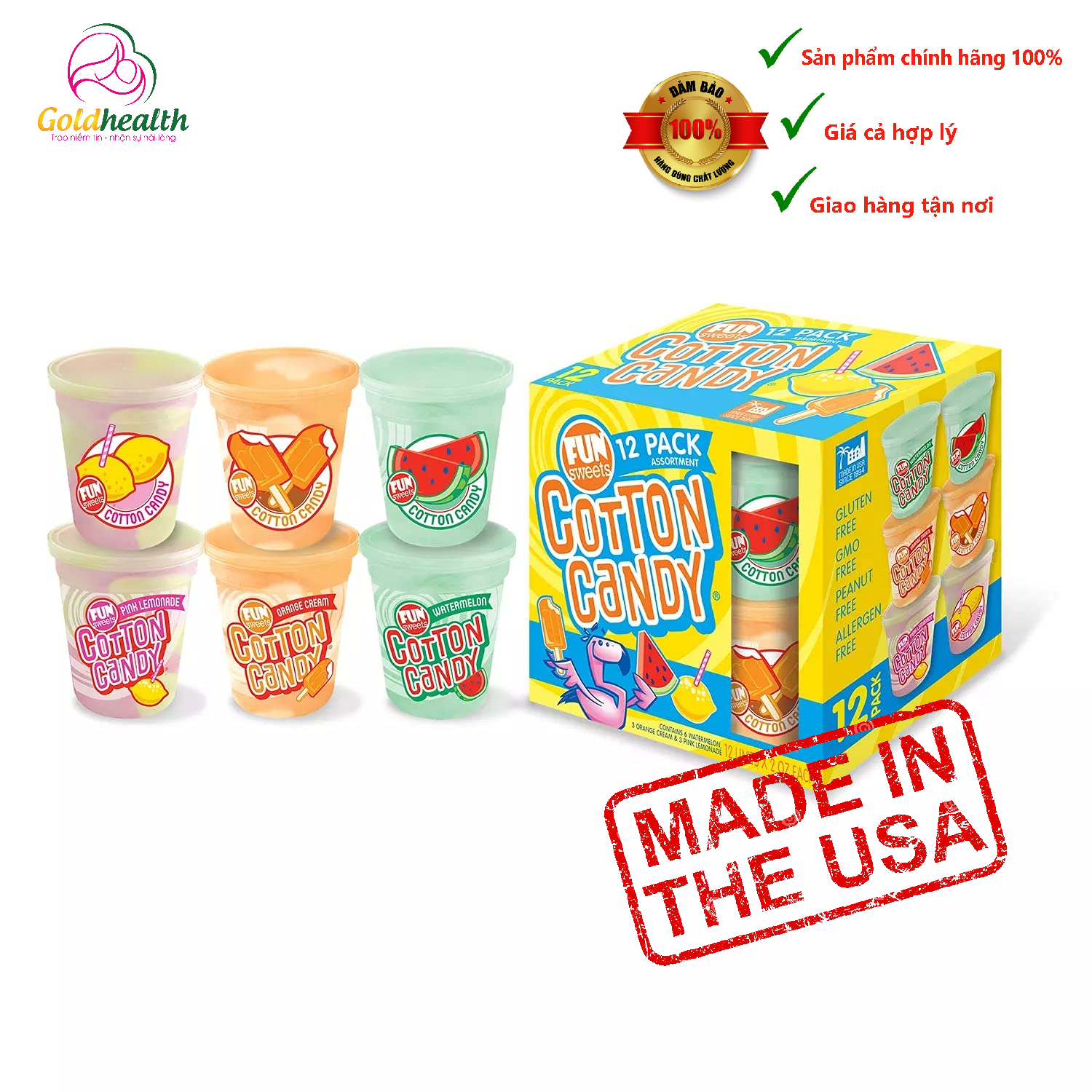 Kẹo bông gòn Fun Sweet Cotton Candy Mỹ 56g _ 12 hộp