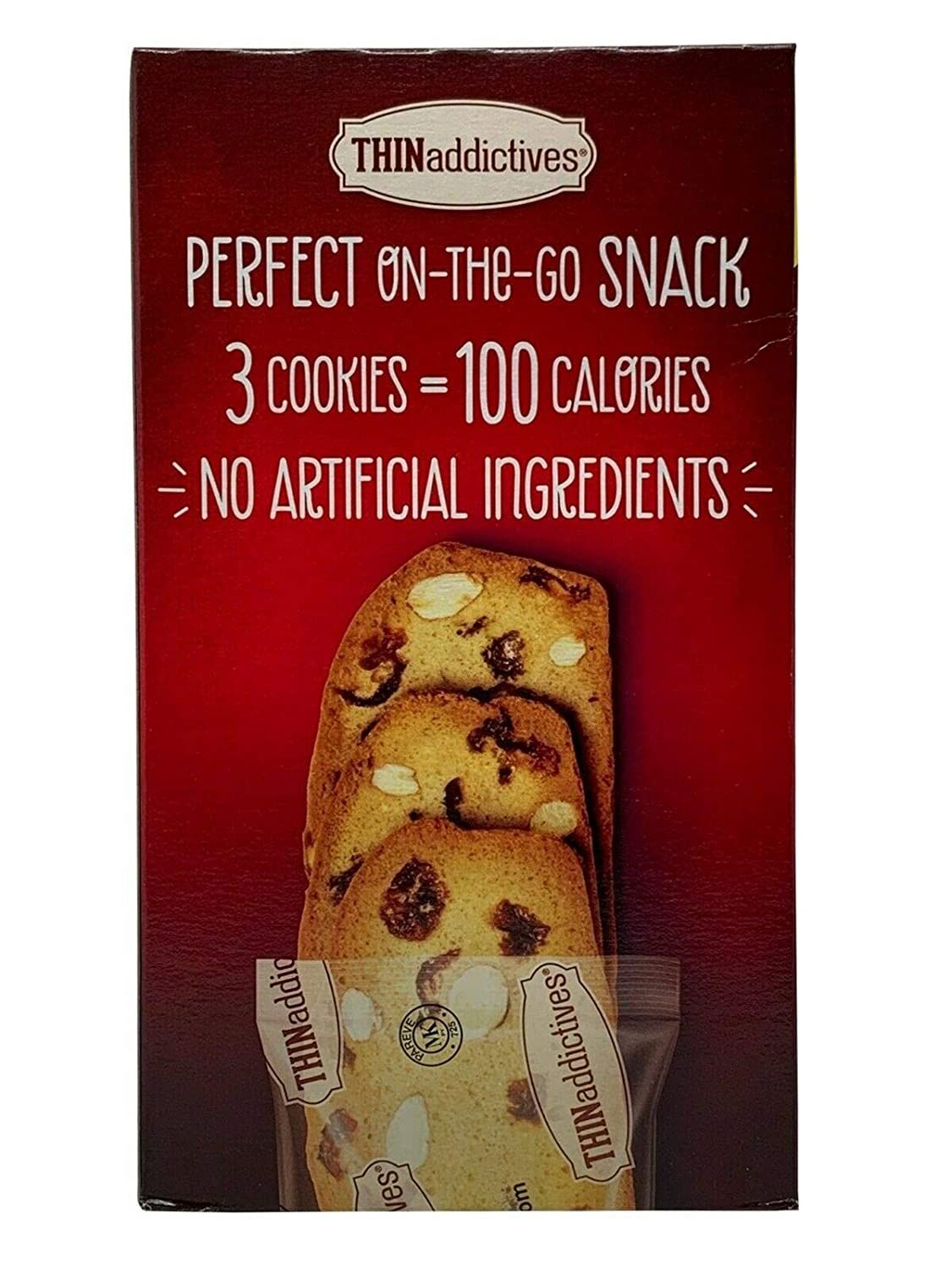 Bánh Quy Sấy Hạnh Nhân THINaddictives CranBerry Hộp 75 Miếng trong 25 Gói Nhỏ_575g