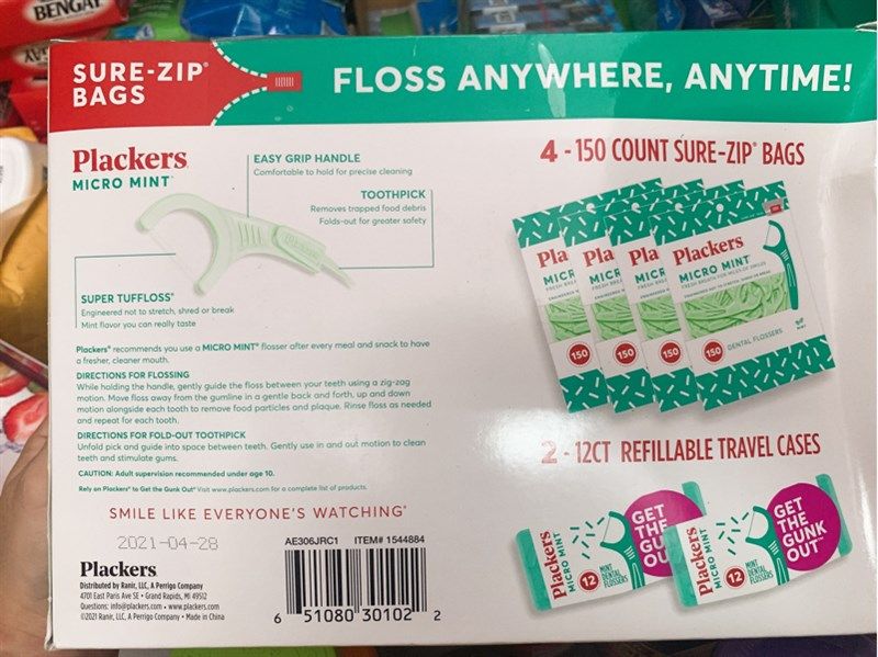 Tăm Chỉ Nha Plackers loại 624 (4 Túi * 150 + 2 túi *12)