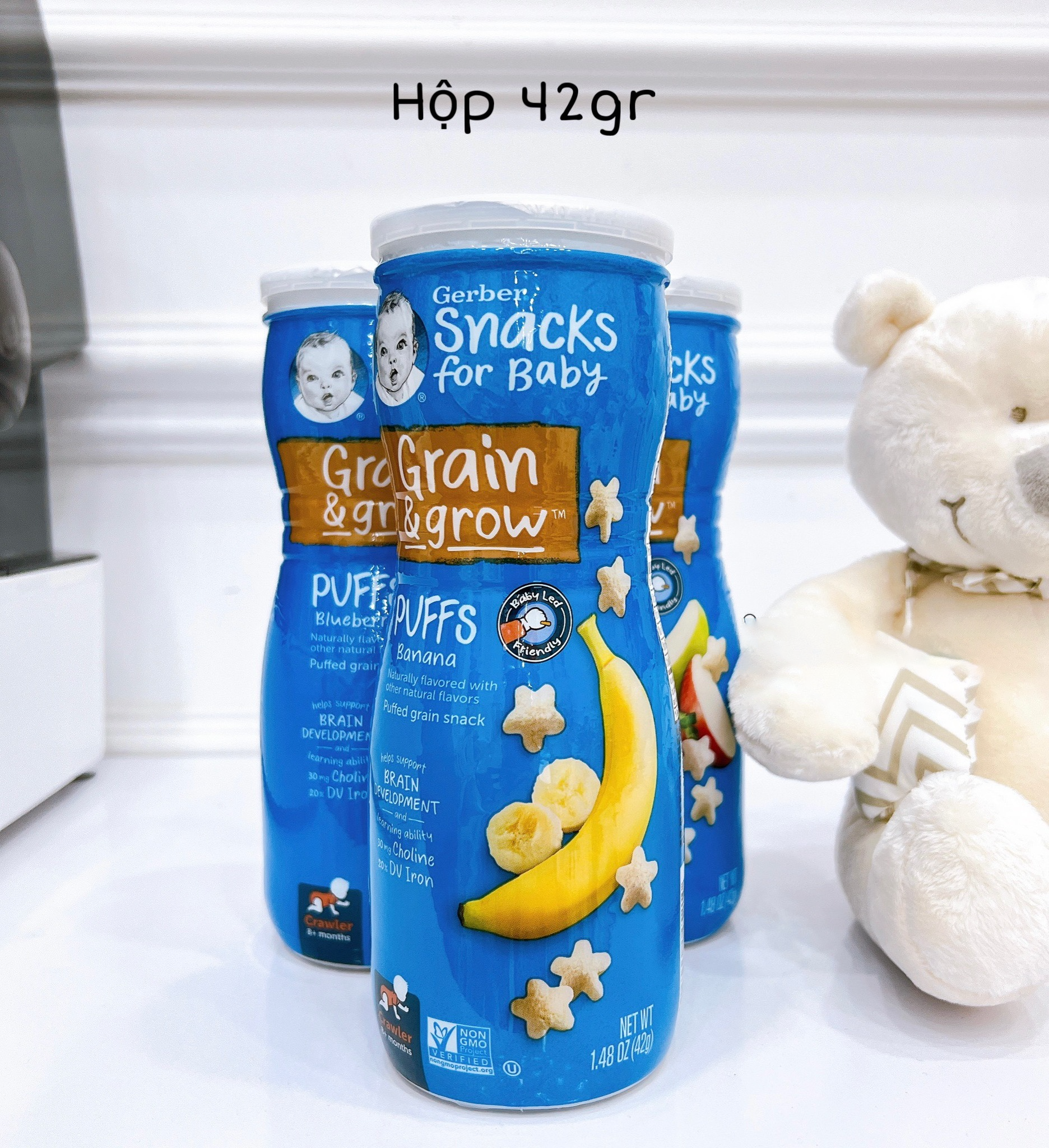 Bánh Ăn Dặm Gerber Snack for Baby - Grain & Grow ( dâu táo + chuối)