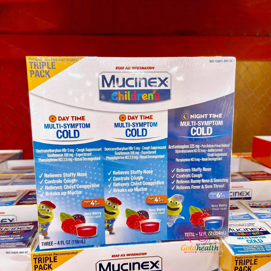 Set 3 SIRO CẢM LẠNH NẶNG NGÀY & ĐÊM DÀNH CHO TRẺ MUCINEX CHILDREN'S MULTI 118ml