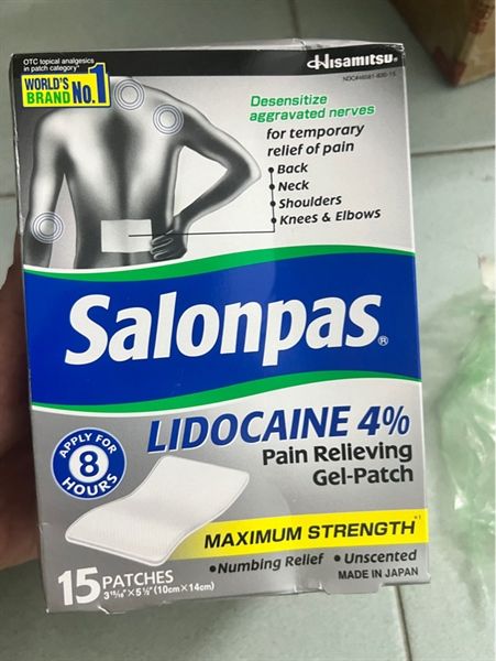 Miếng dán Salonpas LIDOCAINE 4% Gel-Patch 15 miếng