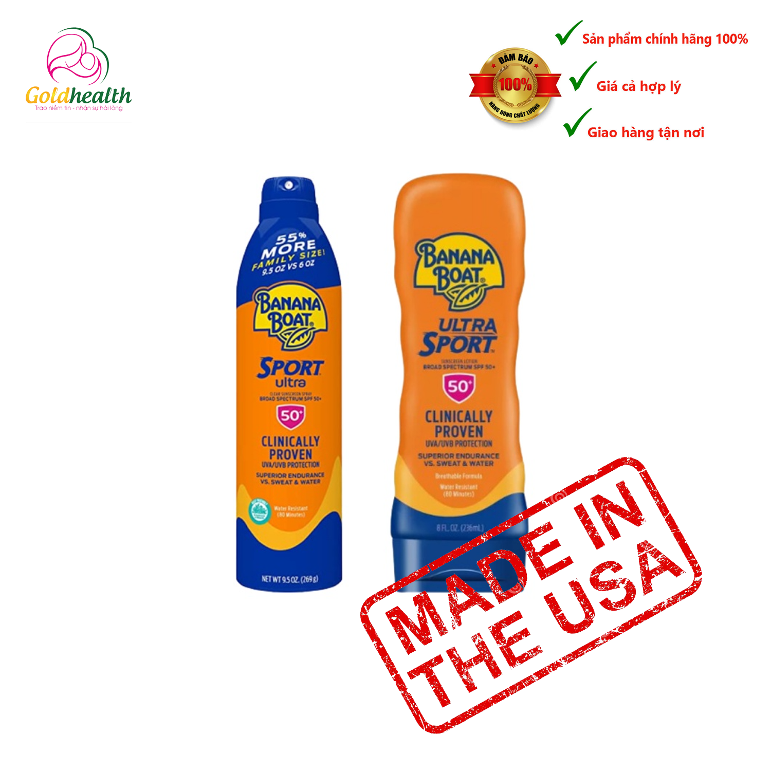 Chống nắng thể thao kháng nước Banana Boat Sport Ultra Clinically Proven Sunscreen SPF 50++