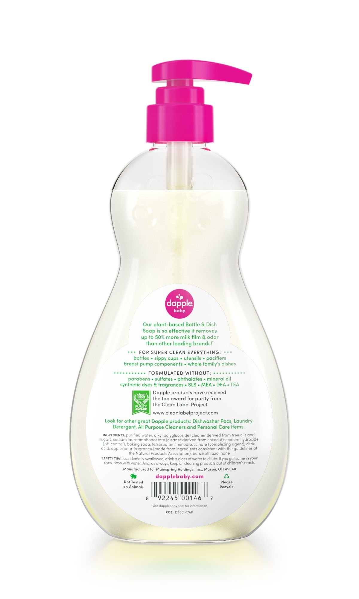 Nước Rửa Bình Sữa Dapple 500Ml