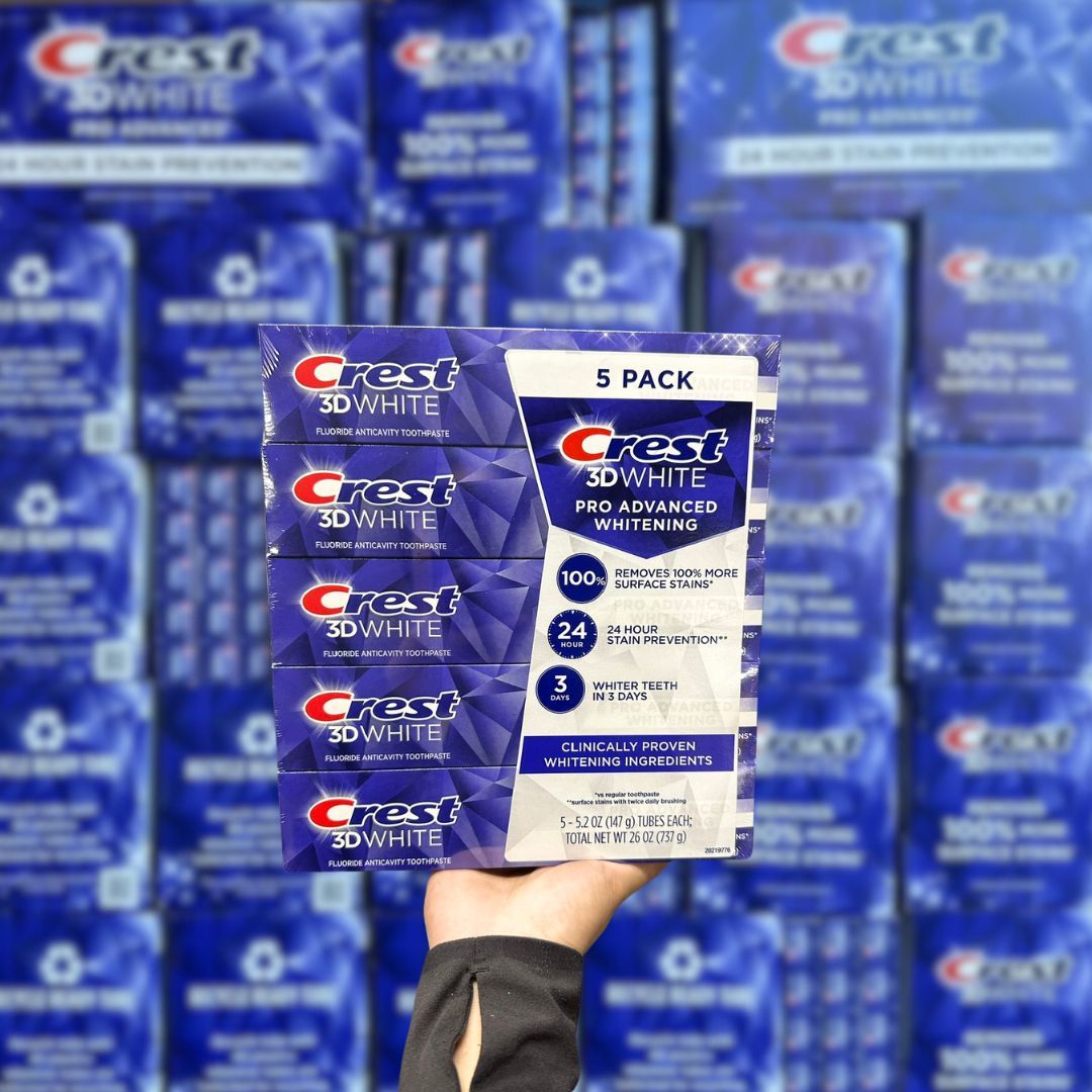 Set 5 Tuýp Kem đánh răng Crest 3D WHITE ADVANCED WHITENING 147g