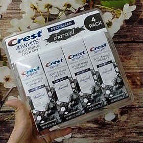 Kem đánh răng than hoạt tính của Mỹ Crest 3D White Charcoal Toothpaste 116g x4