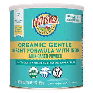 Sữa bột Organic Earth’s Best Gentle màu xanh ngọc bổ sung thêm sắt cho bé dưới 12 tháng