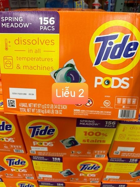 Viên giặt quần áo Tide Pods dành cho máy giặt Thùng 4 bịch x39 viên (156 viên)