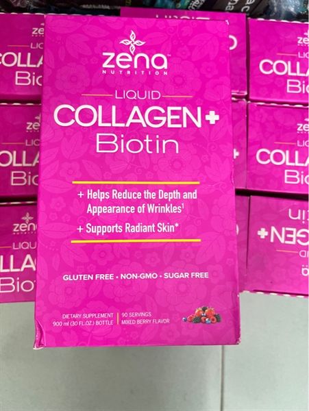 Nước uống đẹp da Nước uống Collagen + Biotin Zena Liquid 900ml của Mỹ