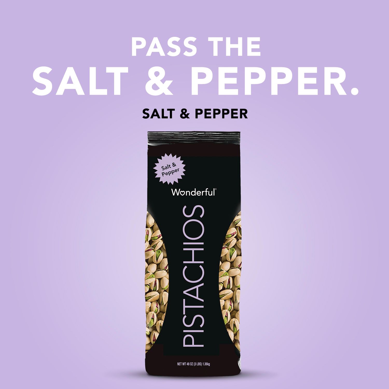 Hạt dẻ cười nguyên vỏ Wonderful Pistachios Salt & Pepper 1.36kg_Mỹ