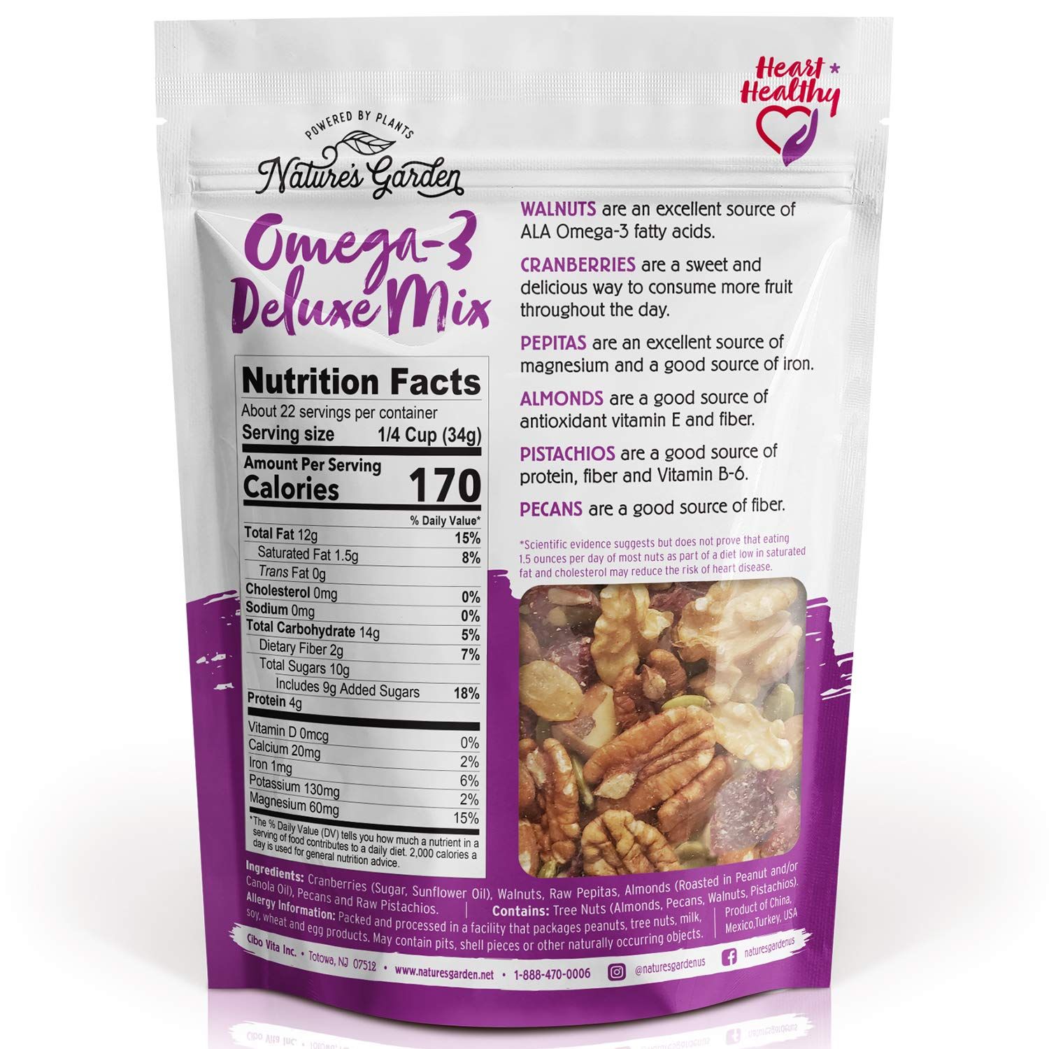 Hạt Sấy Khô Hỗn Hợp Omega-3 Deluxe Mix Nature's Garden 737g
