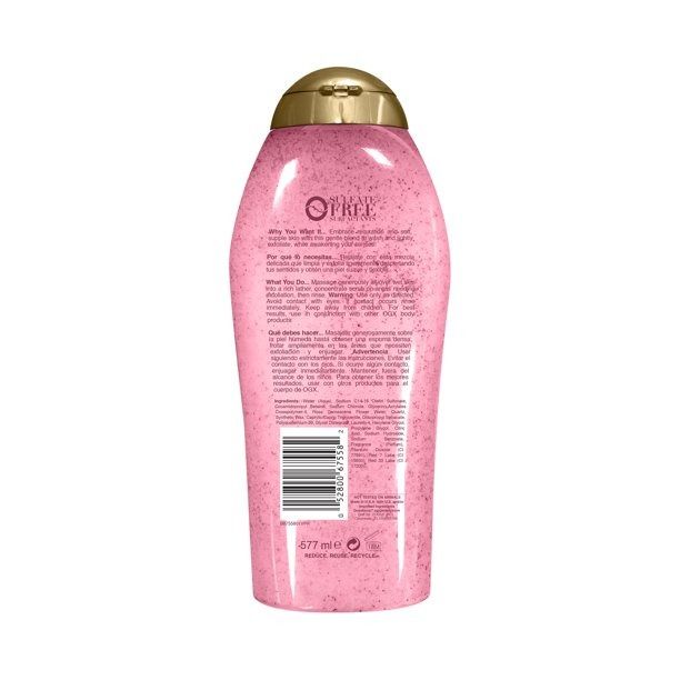 Sữa Tắm Tẩy Tế Bào Chết OGX Sensitive + Rose Water & Pink Sea Salt Scrub & Wash 577ml