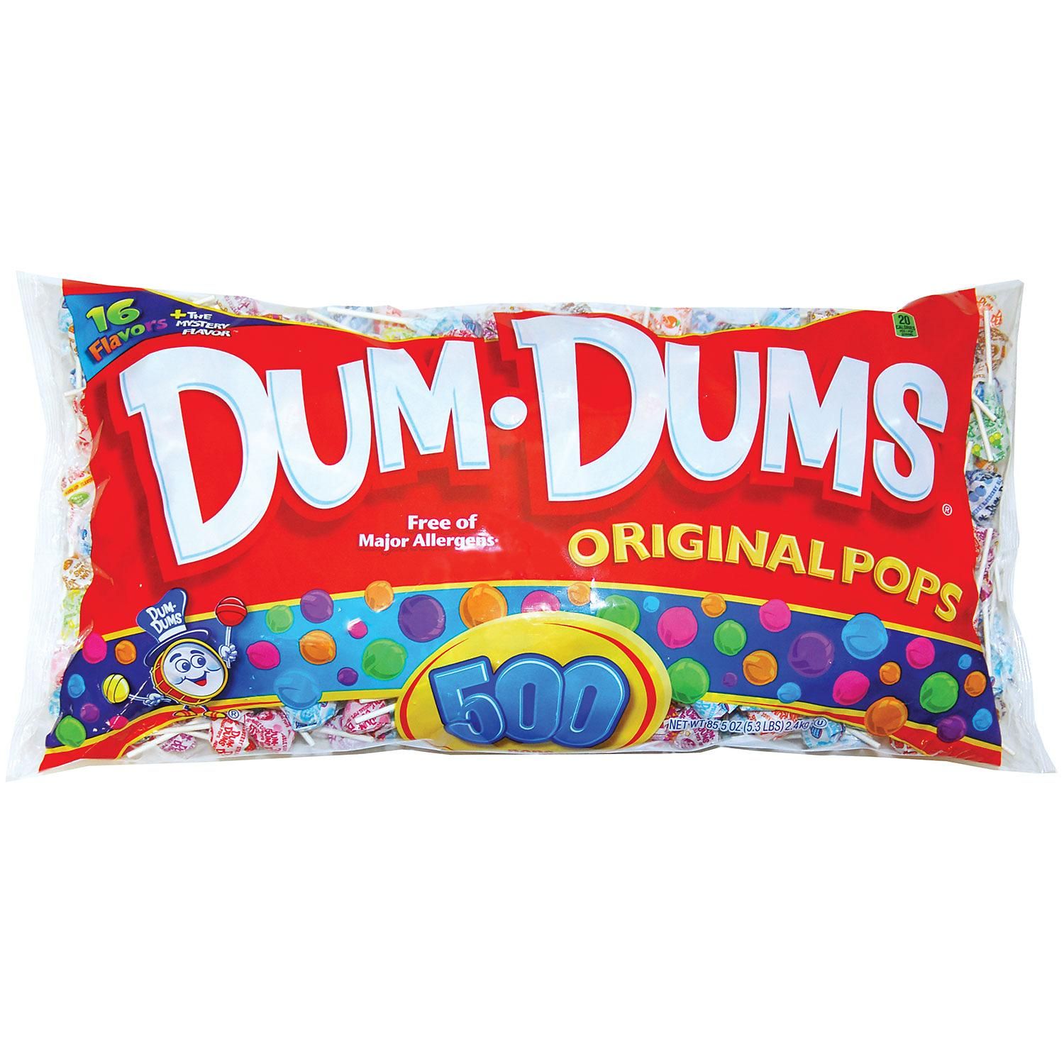 Túi Kẹo Mút Dum-Dums Original Pops 500 Cây (2.44kg) Hướng Tự Nhiên_Mỹ