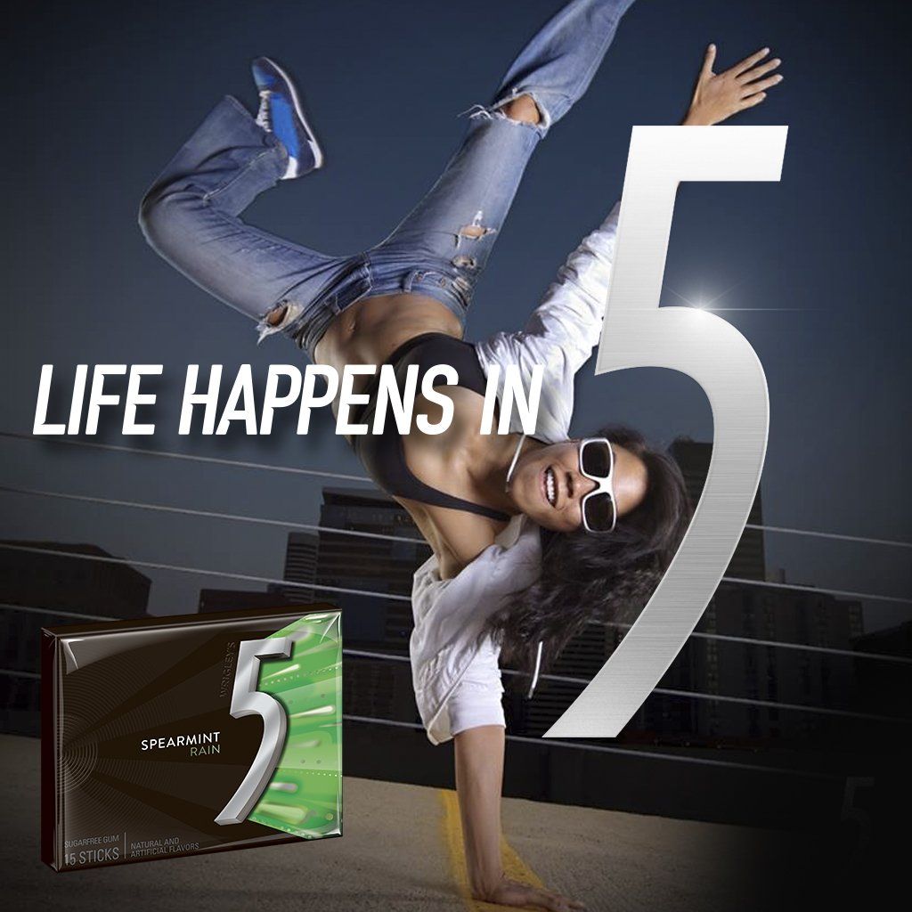 Kẹo Gum Không Đường Số 5 Wrigley's 5 Gum hộp nhựa 35 Miếng