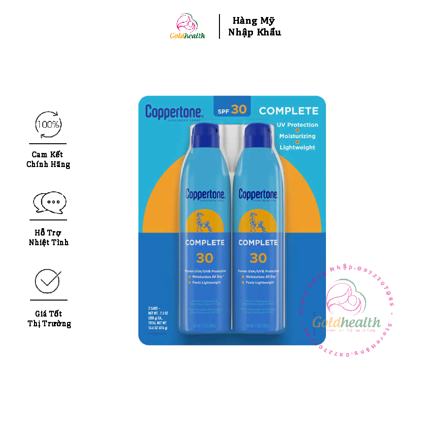 Set chống nắng XỊT CHỐNG NẮNG COPPERTONE COMPLETE SUNSCREEN SPRAY SPF 30