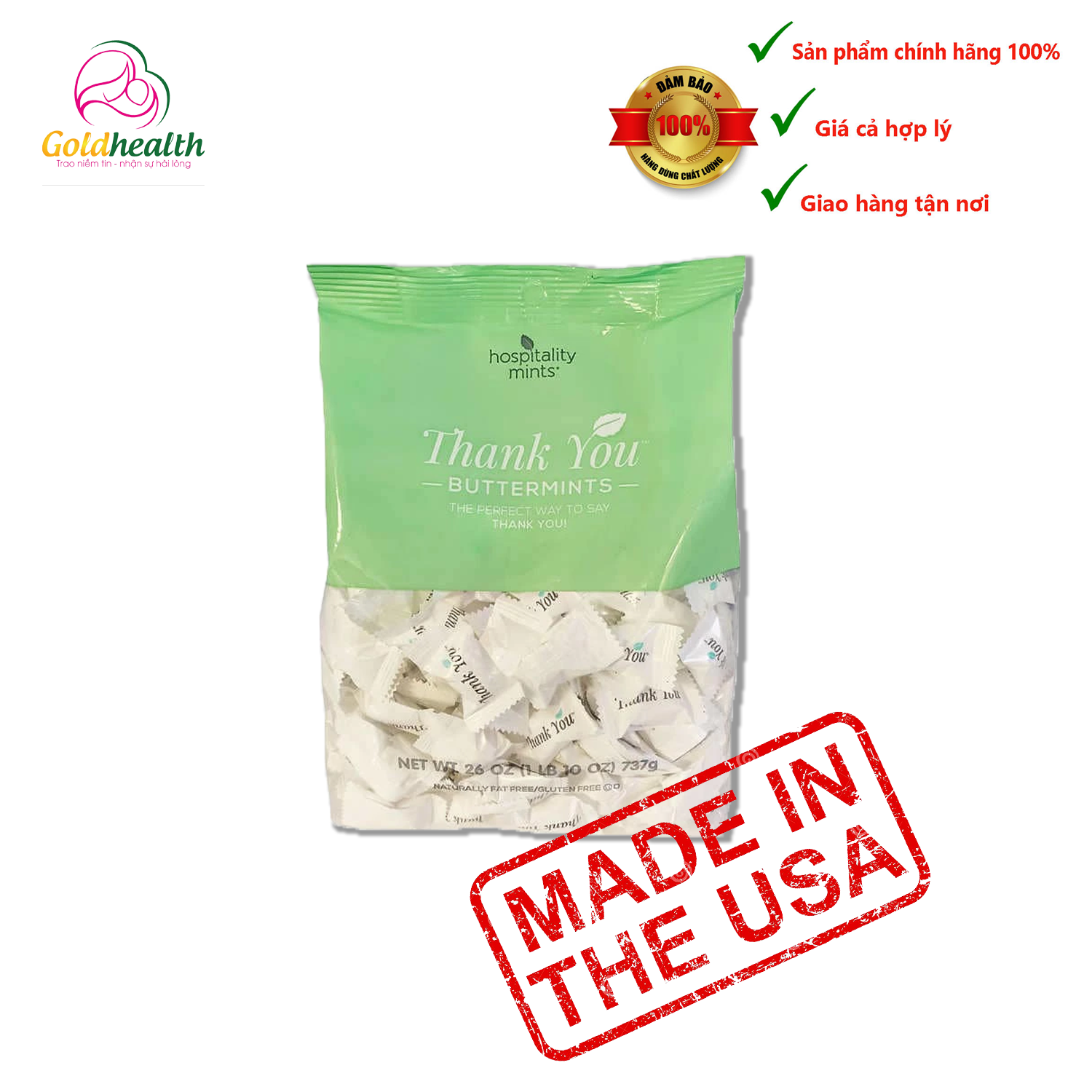 KẸO BẠC HÀ HOSPITALITY MINTS THANK YOU BUTTERMINTS 737g