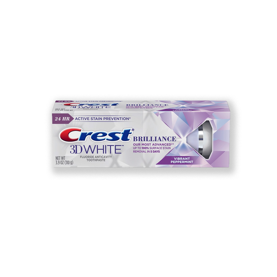 Kem Đánh Răng Crest 3D White Brilliance 3.9Oz Vị Vibrant Peppermint Tím