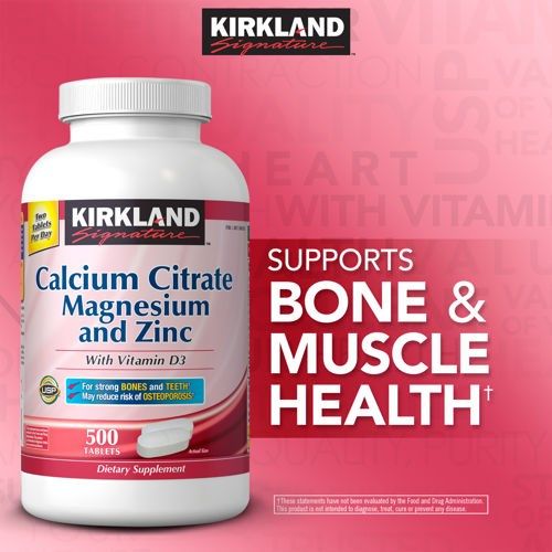 Viên Bổ Sung Calcium Citrate Magnesium And Zinc - Kirkland 500 Viên
