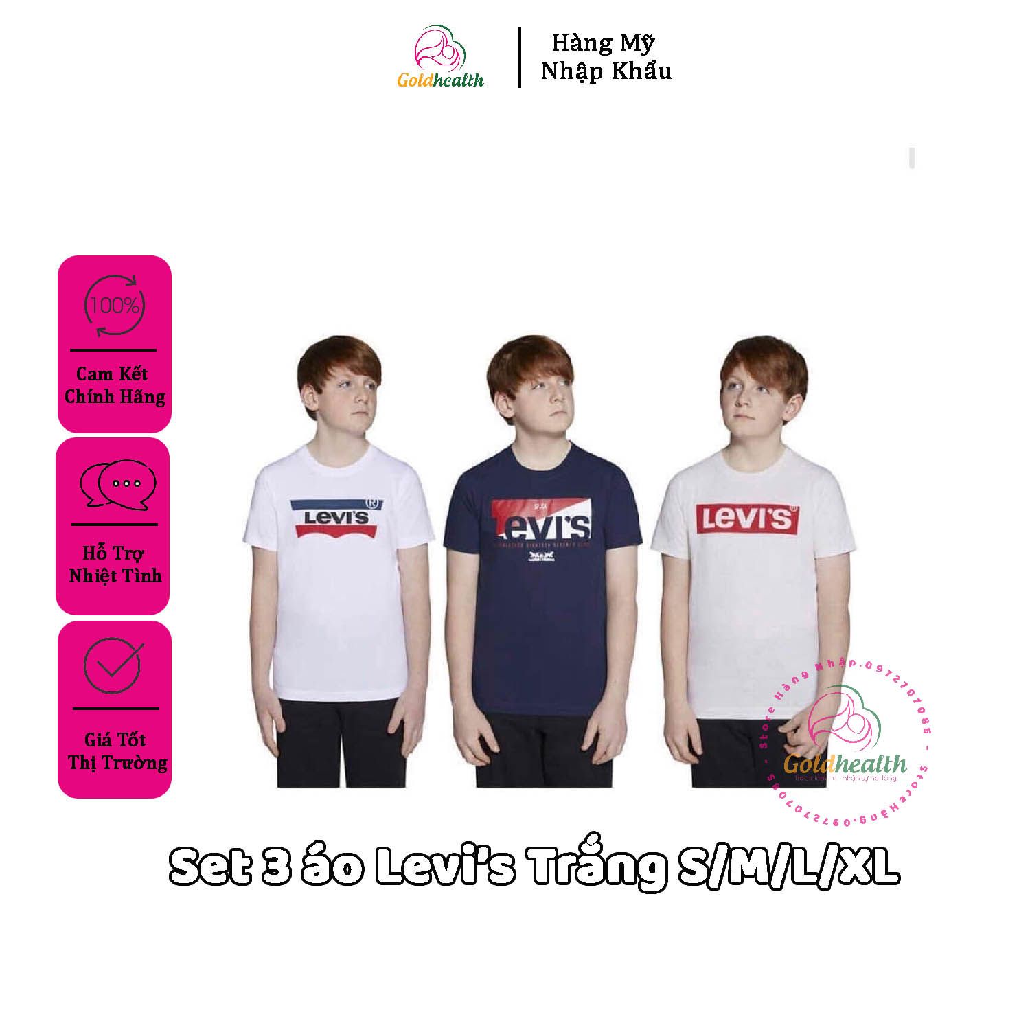 Sét 3 áo Levis (Trắng S)