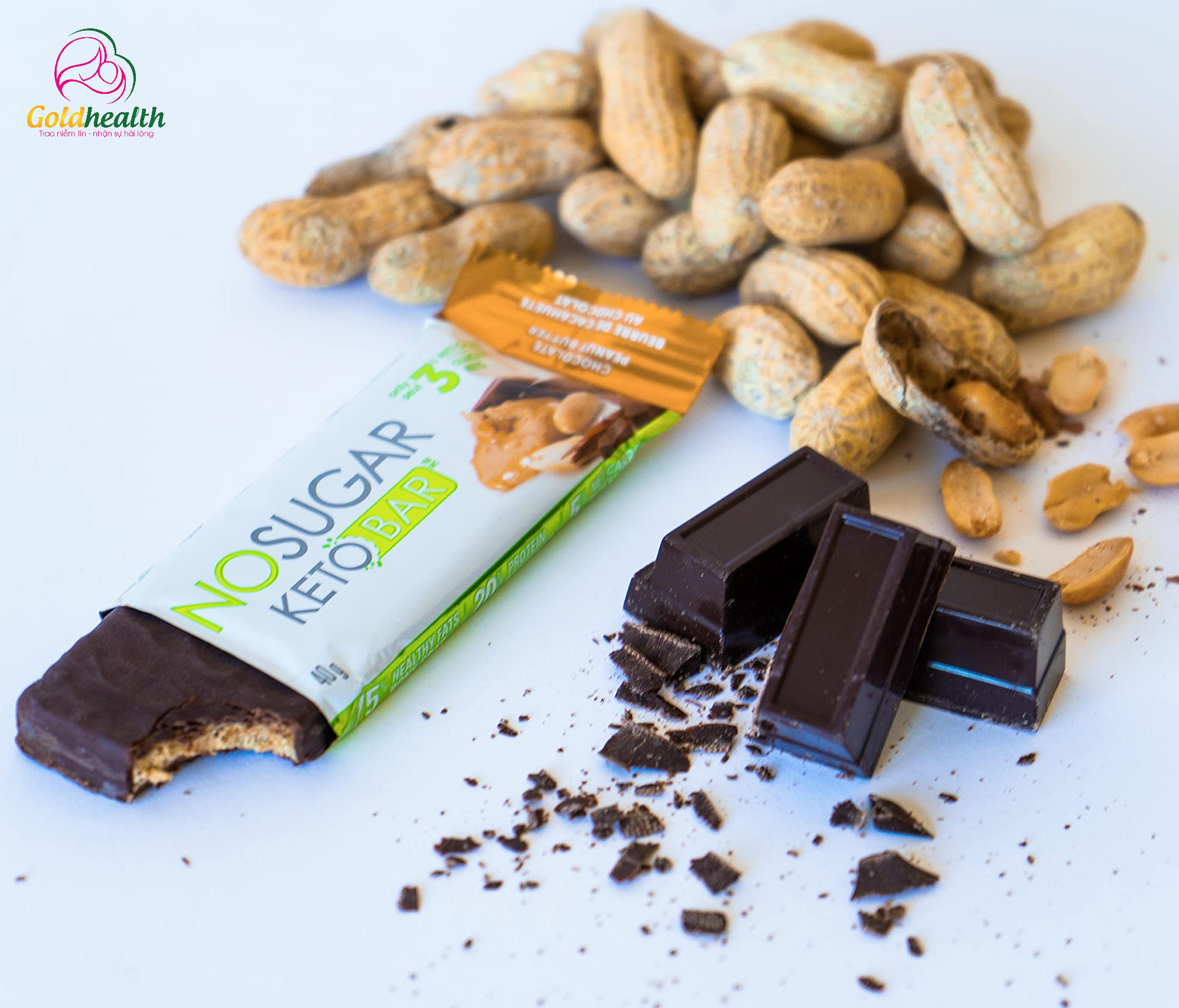  BÁNH ĂN KIÊNG - KHÔNG ĐƯỜNG Keto Bars NO SUGAR _ 8xBơ đậu phộng/4xSocola 