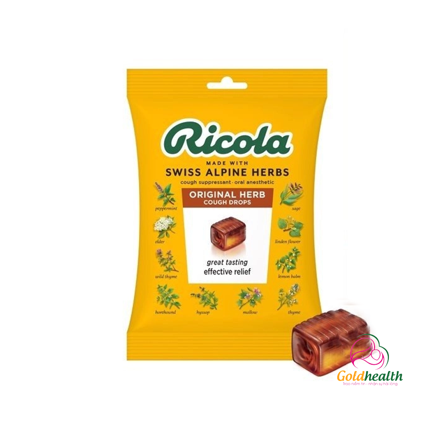 Kẹo thông cổ Ricola chiết xuất thảo dược Ricola Original 130 viên