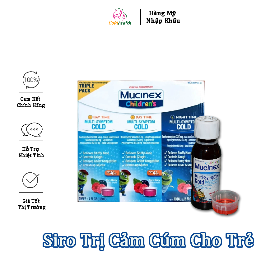 Set 3 SIRO CẢM LẠNH NẶNG NGÀY & ĐÊM DÀNH CHO TRẺ MUCINEX CHILDREN'S MULTI 118ml
