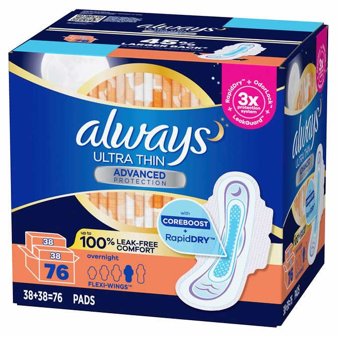  Băng Vệ Sinh Siêu Mỏng Ban Đêm Always Ultra Thin Advance Protection 76 Miếng (Costco) 