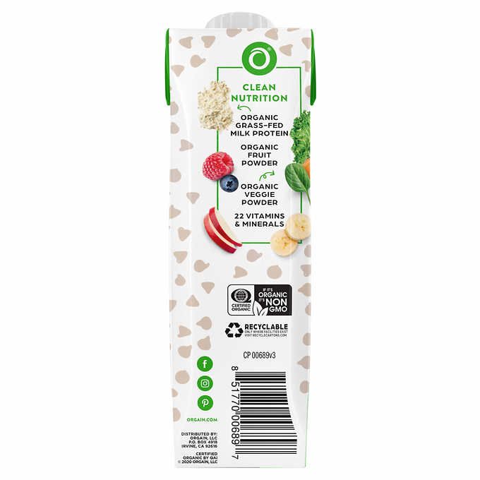 Sữa Nước Dinh Dưỡng Hữu Cơ Orgain Kids Protein Vị Chocolate 237ml (Thùng 24 Chai) _Mỹ