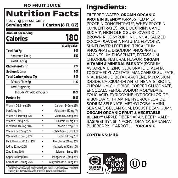 Sữa Nước Dinh Dưỡng Hữu Cơ Orgain Kids Protein Vị Chocolate 237ml (Thùng 24 Chai) _Mỹ