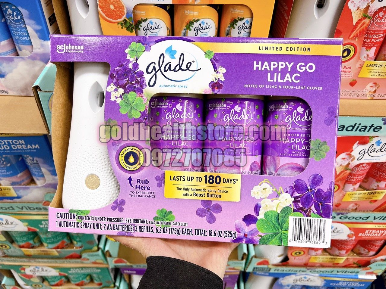 Set máy xịt thơm phòng tự động Glade chạy pin + 3 chai tinh dầu