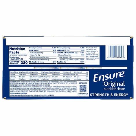 Sữa Ensure Nước Hương Vani Ensure Original Vanilla 237ml Thùng 30 chai_Mỹ