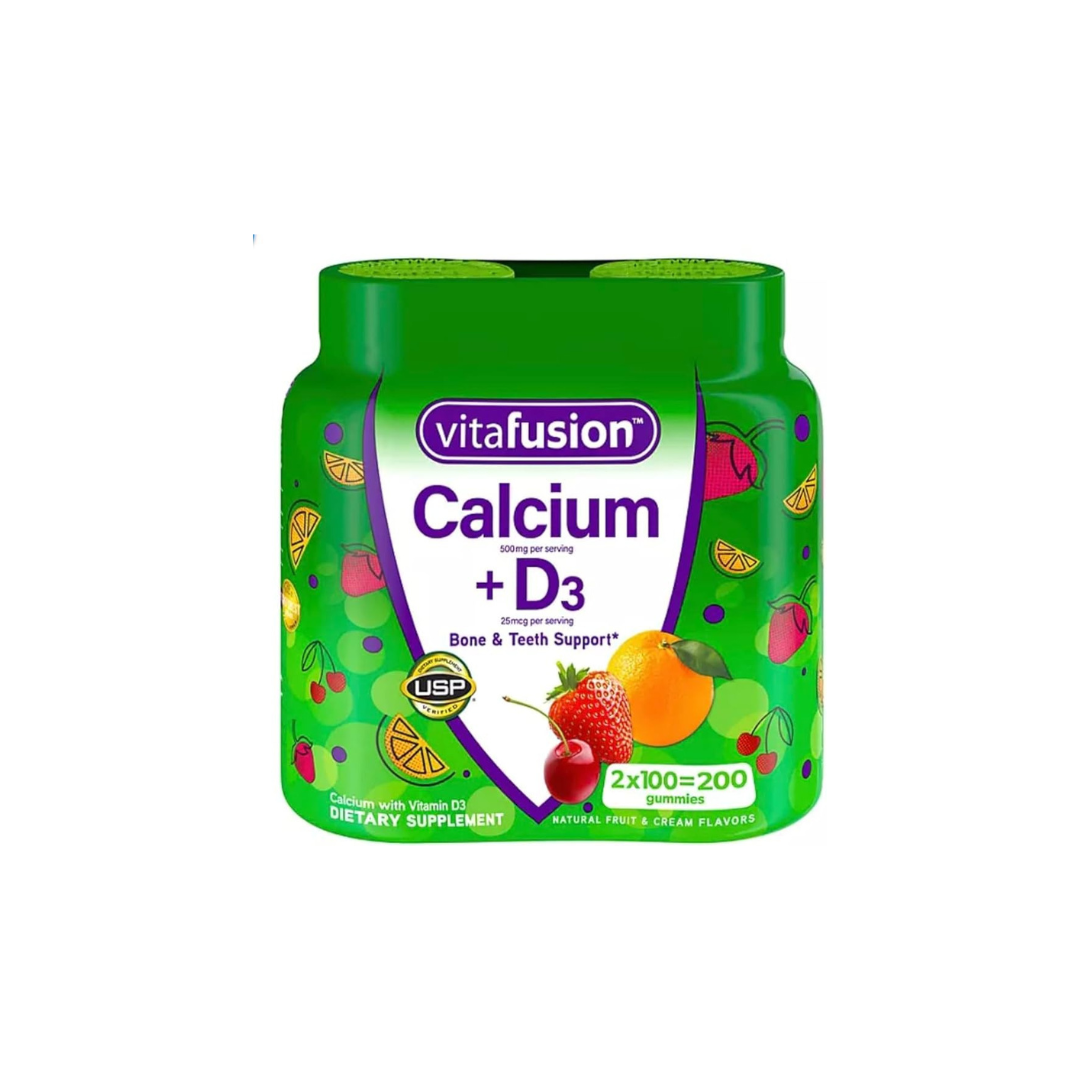 Kẹo dẻo bổ sung Canxi Vitafusion Calcium + D3 500mg 100 viên x2