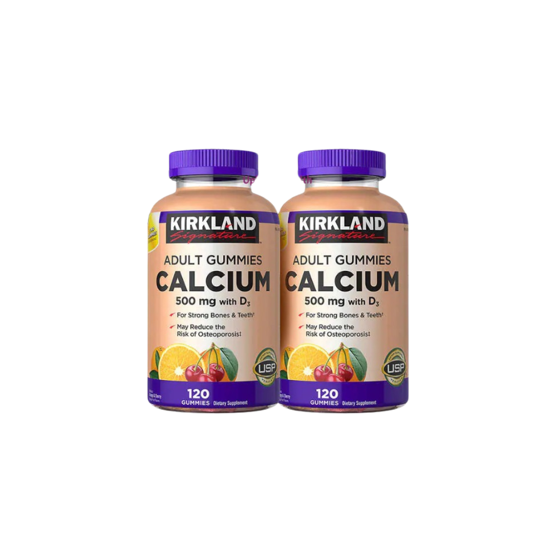 Set 2 kẹo bổ sung canxi hỗ trợ xương khớp Kirkland Calcium 500mg With D3 Adult 120v